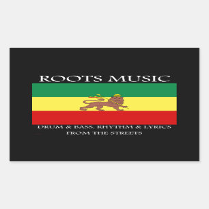 Sticker Rectangulaire Rasta - Racines Musique Ethiopie Drapeau Lion de J