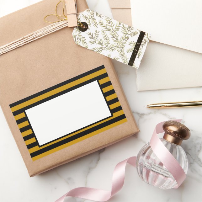 Sticker Rectangulaire rayures Brown, noir et blanc (Cadeaux)