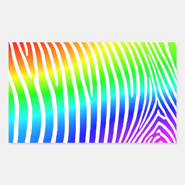 Sticker Rectangulaire Rayures de zèbre arc-en-ciel (Devant)