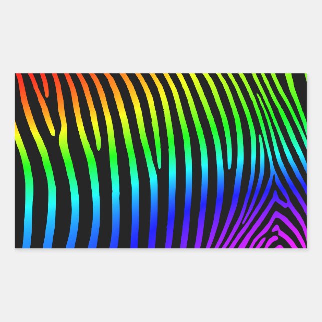 Sticker Rectangulaire Rayures de zèbre arc-en-ciel (Devant)