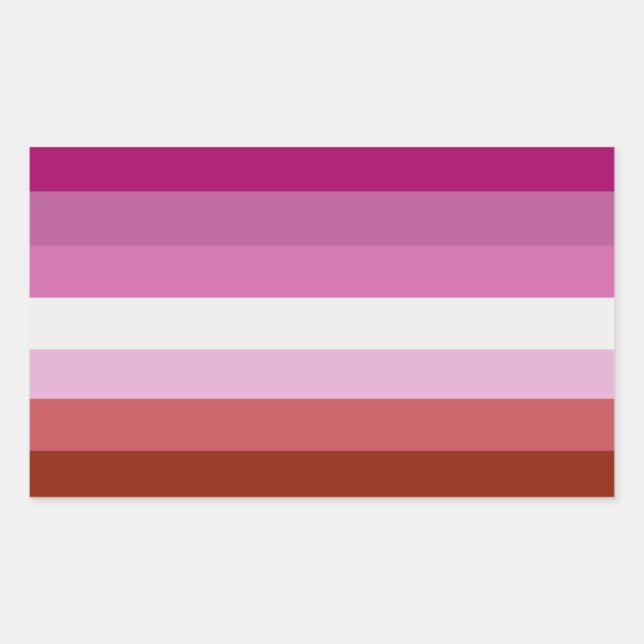 Sticker Rectangulaire Rayures du drapeau de fierté lesbienne (Devant)