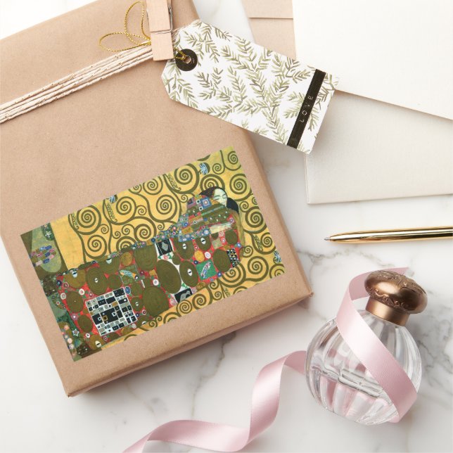 Sticker Rectangulaire Réalisations alias L'Embrassement par Gustav Klimt (Cadeaux)