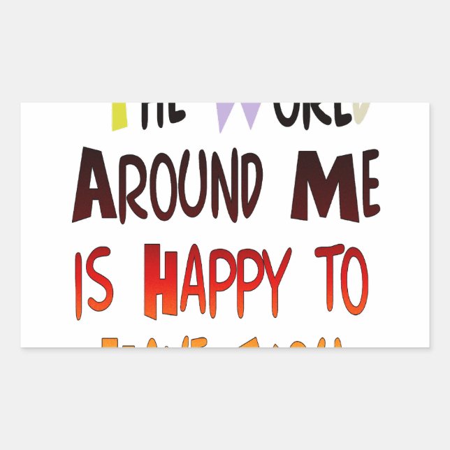 Sticker Rectangulaire Reconnaissant de vous avoir dans mon monde avec gr (Devant)