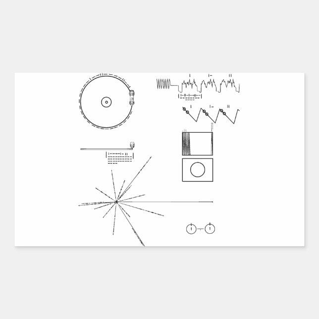 Sticker Rectangulaire Record d'or NASA Voyager (Devant)