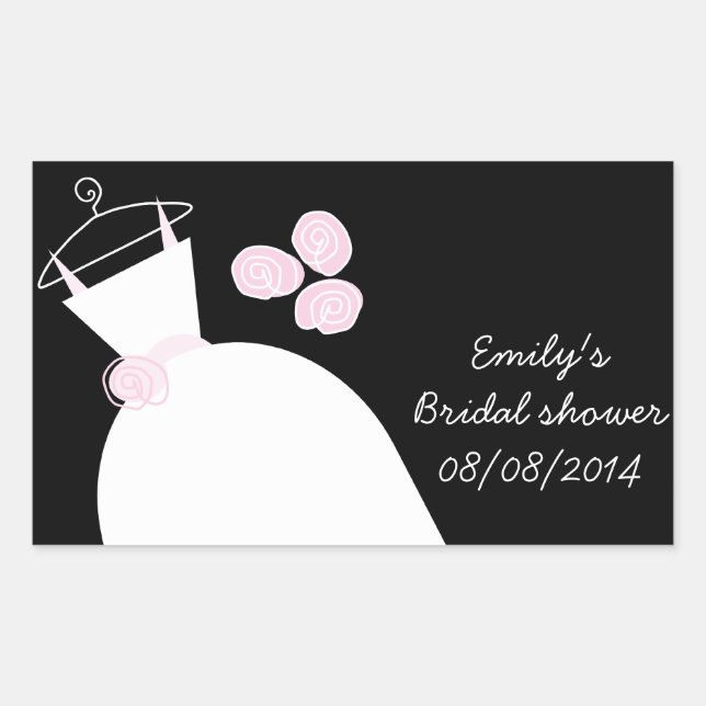 Sticker Rectangulaire Rectangle de Fête de l'mariée rose Mariage noir (Devant)