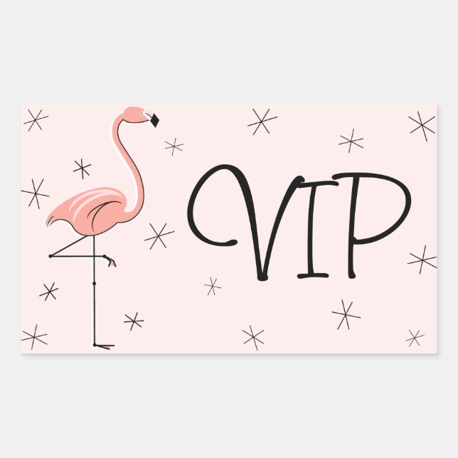 Sticker Rectangulaire rectangle de l'autocollant VIP rose Flamant rose (Devant)