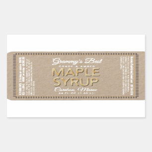 Sticker Rectangulaire Rectangle de sirop d'érable Kraft avec valeur nutr