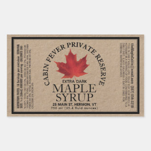 Sticker Rectangulaire Rectangle sirop d'érable Kraft avec valeur nutriti