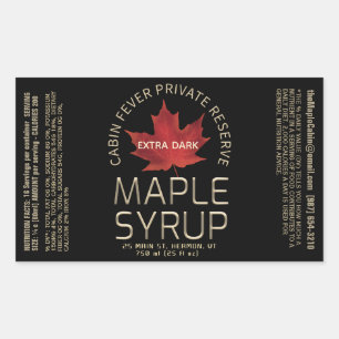 Sticker Rectangulaire Rectangle Sirop d'érable noir avec valeur nutritiv