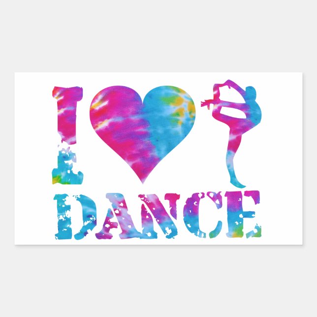 Sticker Rectangulaire Rectangle TieDye Heart Love Danse gymnastique Chev (Devant)
