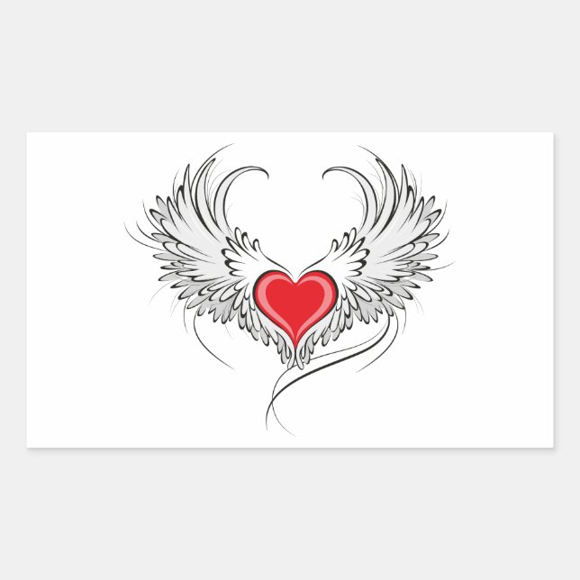 Sticker Rectangulaire Red Angel Coeur avec ailes (Devant)