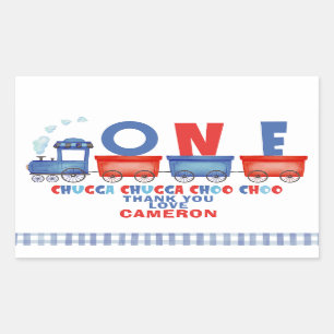 Sticker Rectangulaire Red Blue Chugga Chugga Train 1er anniversaire