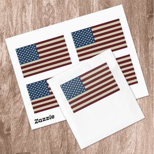 Sticker Rectangulaire Red & Blue Stars & Stripes American Flags USA