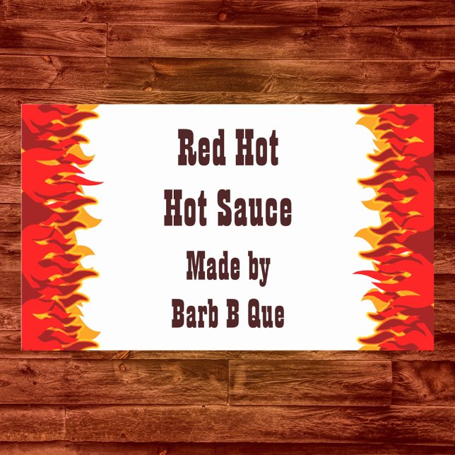 Sticker Rectangulaire Red Flames Custom Jar ou Hot Sauce (Créateur téléchargé)