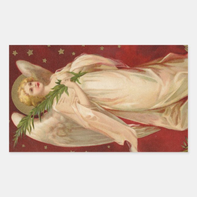 Sticker Rectangulaire Red Gold Victorian Christmas Angel (Devant)