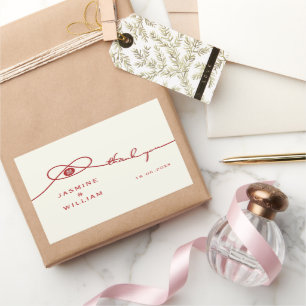 Sticker Rectangulaire Red Knot Union Double Bonheur Mariage chinois