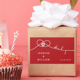 Sticker Rectangulaire Red Knot Union Double Bonheur Mariage chinois