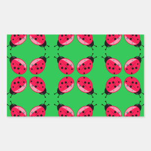 Sticker Rectangulaire Red Ladybugs