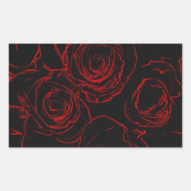 Sticker Rectangulaire Red Roses Arrière - plan noir (Devant)