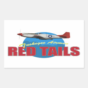 Sticker Rectangulaire Red Tails Tuskegee Airmen avec P-51