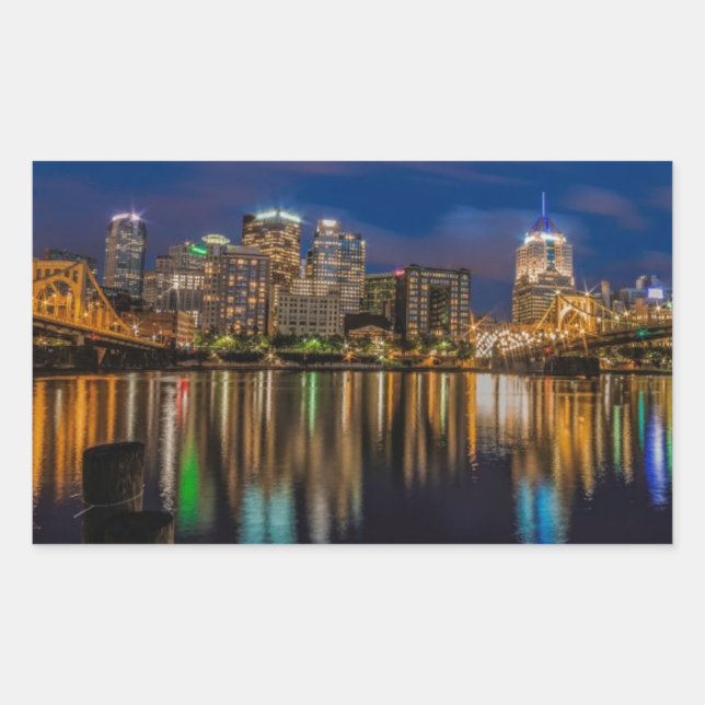 Sticker Rectangulaire Réflections de Pittsburgh (Devant)