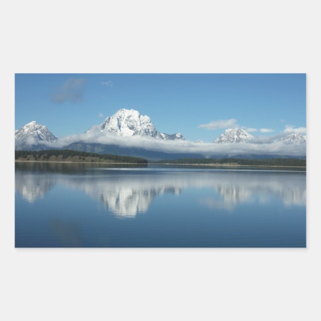 Sticker Rectangulaire Reflet du mont Moran dans le Grand Teton (Devant)