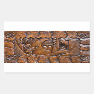 Sticker Rectangulaire Regard oriental en bois découpé