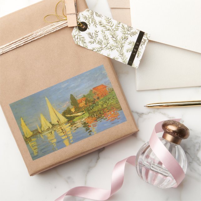 Sticker Rectangulaire Régate à Argenteuil par Claude Monet (Cadeaux)