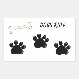 Sticker Rectangulaire Règle des chiens - Empreintes de pattes