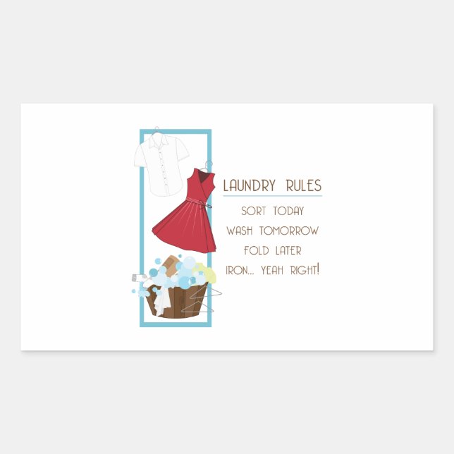 Sticker Rectangulaire Règles de blanchisserie (Devant)