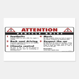 Sticker Rectangulaire Règles du véhicule - rouge et blanc