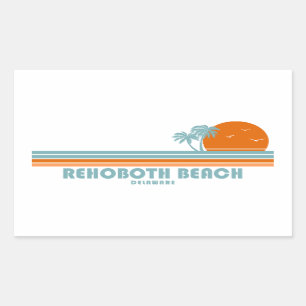 Sticker Rectangulaire Rehoboth Beach Delaware Palmiers