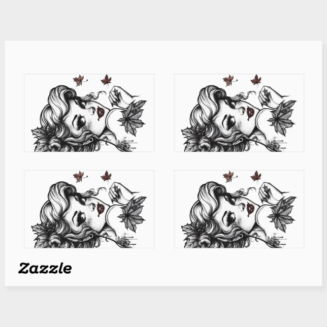 Sticker Rectangulaire Reine d'Automne (Feuille)