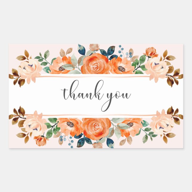 Sticker Rectangulaire Remerciement Floral  (Devant)