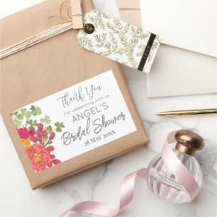 Sticker Rectangulaire Remerciement pour Baby Shower Mariage Floral Été 
