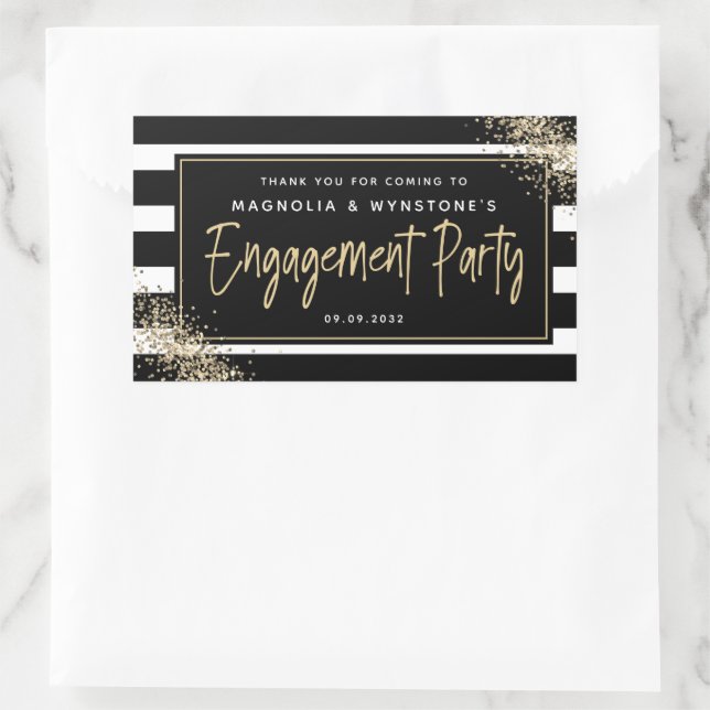 Sticker Rectangulaire Remerciement pour une fête de fiançailles avec pai (Sac)