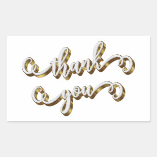 Sticker Rectangulaire Remerciement Typographie Or Moderne