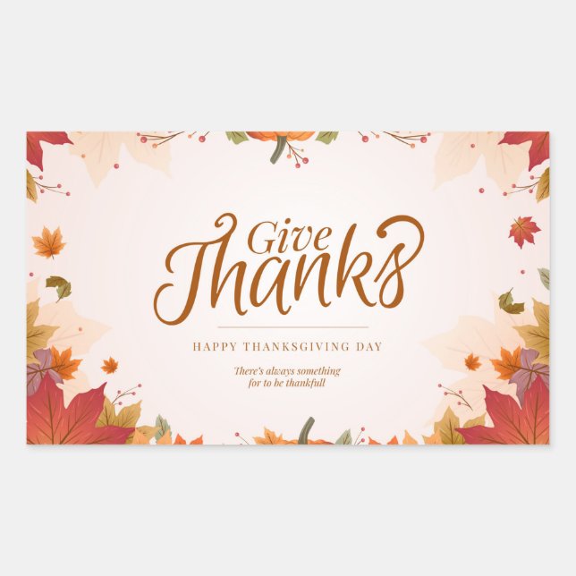 Sticker Rectangulaire Remerciements Salutations de Thanksgiving (Devant)