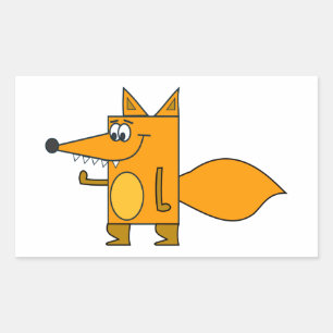 Sticker Rectangulaire Renard caricature orange