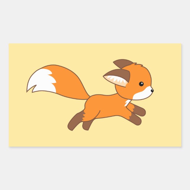 Sticker Rectangulaire Renard coureur mignon (Devant)
