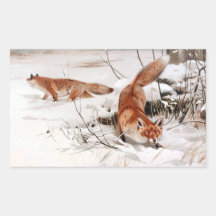 Renards roux dans la neige hivernale (par Wilhelm 