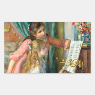 Sticker Rectangulaire Renoir Deux Jeunes Filles au Piano Impression Musi