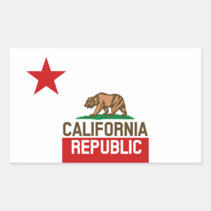 Sticker Rectangulaire RÉPUBLIQUE DE CALIFORNIE Drapeau d'Etat Grand Ét