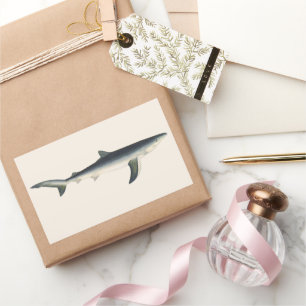 Sticker Rectangulaire Requin bleu vintage, Vie marine aquatique