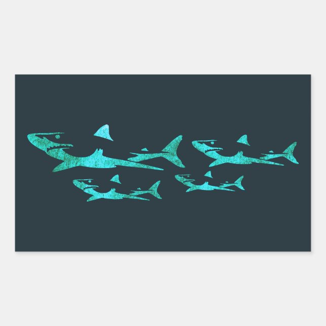 Sticker Rectangulaire Requins bleus (Devant)