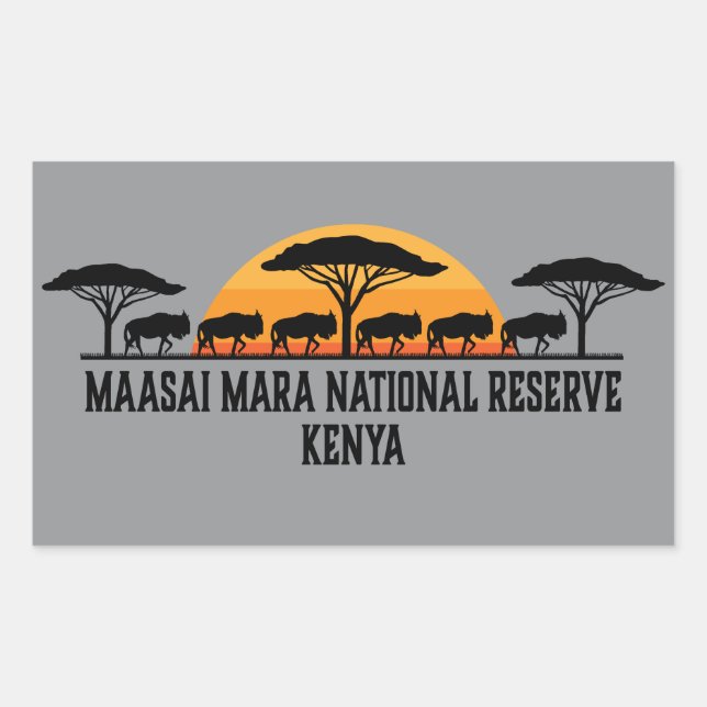 Sticker Rectangulaire Réserve nationale de Massai Mara Kenya (Devant)