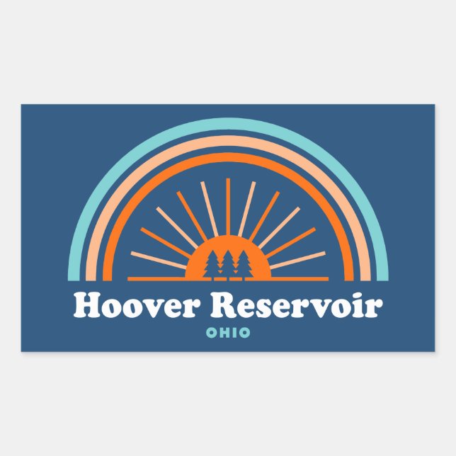 Sticker Rectangulaire Réservoir Hoover Ohio Arc-en-ciel (Devant)