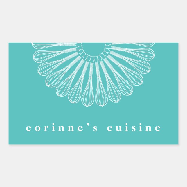 Sticker Rectangulaire Restauration Pâtisserie Chef Whisk Logo Boulangeri (Devant)