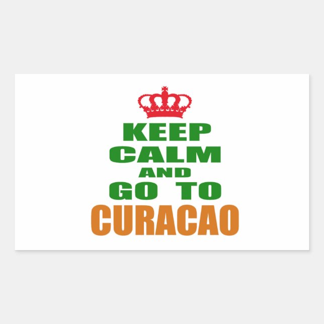 Sticker Rectangulaire Restez calme et allez à Curaçao. (Devant)