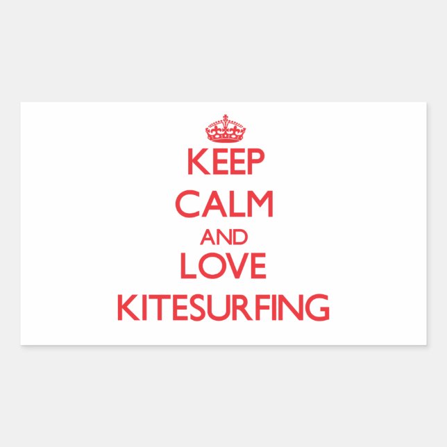 Sticker Rectangulaire Restez calme et amour Kitesurf (Devant)